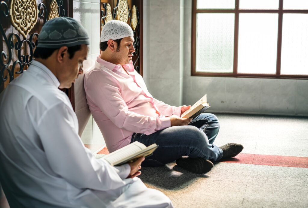 Muslims reading from the quran
