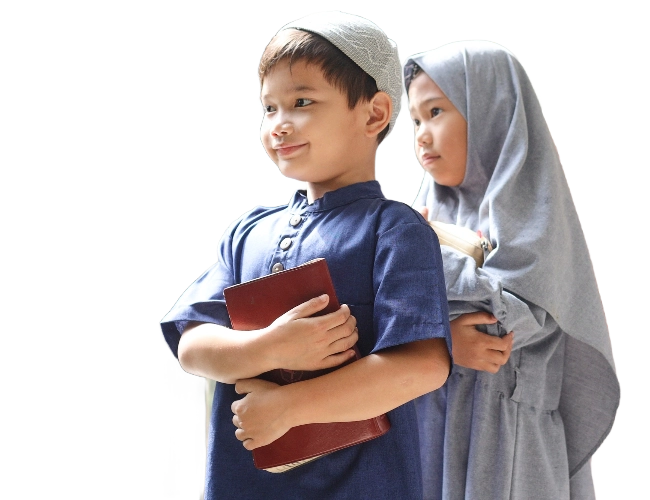 adorable-muslim-kids-standing-in-a-row-and-holding-holy-quran